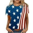thumbnail image 2 of Hauts d'Été Grande Taille pour Femmes Manches Courtes Hauts d'Été Décontractés Col Rond Manches Courtes T-Shirts Imprimé Drapeau Ajusté Basiques Hauts Tees Blouses T-Shirt Col en V Femmes en Liquidation, 2 of 6