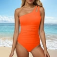 thumbnail image 2 of vigerkar Women One Shoulder One Piece Swimsuit Tummy Control Bathing Suits Modest Full Coverage Cutout Swimwear Orange, XXL, 2 of 6