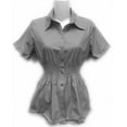 thumbnail image 3 of Womens Stretch Woven Button Down Short Sleeve Shirt, 3 of 6