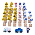 thumbnail image 1 of Juego de señales de tráfico de madera, juguetes de aprendizaje para la enseñanza en casa. 33 piezas, 1 of 9