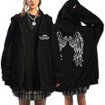 thumbnail image 2 of Womens Gothic Zip Up Hooded Sweatshirt Long Sleeve Lace Front Jacket With Pockets, 2 of 5