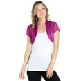 thumbnail image 2 of Fashion Secrets Women's Short Sleeves Sheer Chiffon Bolero Shrug Short Cardigan (Large, Magenta), 2 of 5