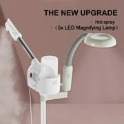 2IN1 White Instant Facial Steamer with 5X Magnifying Lamp Ozone LCD Touch Keys Salon Spa Skin Care