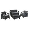 Keter Corfu All Weather Resin 4 Piece Patio Conversation Set, Charcoal | 212584
