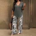 thumbnail image 2 of LIZUOJUN Women's Pajama Set 2 Piece Lounge Set Loungewear Soft Sleepwear Elegant Short Sleeve Shirt Straight Long Pants, Grey,XL, 2 of 4