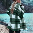 thumbnail image 3 of Yigetop Plaid Jacket for Woman Women's Overcoat Classic Button Down Plaid Printed Winter Fleece Lined Lapel Snow Coat Shirts Outwear with Pockets Jackets for Women Green L, 3 of 9