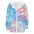 thumbnail image 5 of Bovemsi Sweatshirt for Women Spring And Autumn Winter Printed Fashion Tie Dye Pattern Hooded Sports Shirt Sleeve Pocket Jacket Loose Zip Up Hoodie, 5 of 7