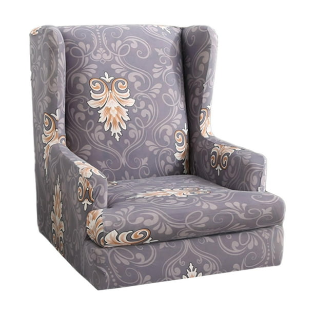 Fundas para sillones orejeros, fundas elásticas para sofá Fundas para sillones orejeros con estampado gris