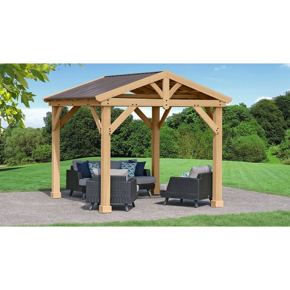 Yardistry 10' x 10' Meridian Cedar Pavilion with Aluminum Roof