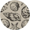8' Coastal Shores Shell Beige and Charcoal Gray Round Hand Tufted Area Throw Rug