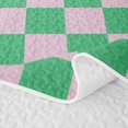 thumbnail image 5 of Manfei Contemporary Grid Bed Spread Queen,Checkered Art Queen Coverlet Set,Green Pink,3-Piece,1 Quilt and 2 Pillowcases, 5 of 7