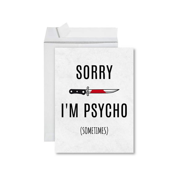 Koyal Wholesale Funny I'm Sorry Jumbo Card Sorry I'm Psycho Blank I'm Sorry Greeting Card with Envelope 1-Pk