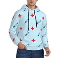 thumbnail image 2 of Kdxio Syringe And Red Cross Print Mens Casual Hooded Collar Drawstring Hoodies Pullover Sweatshirts Casual Long Sleeve Shirts-Medium, 2 of 7