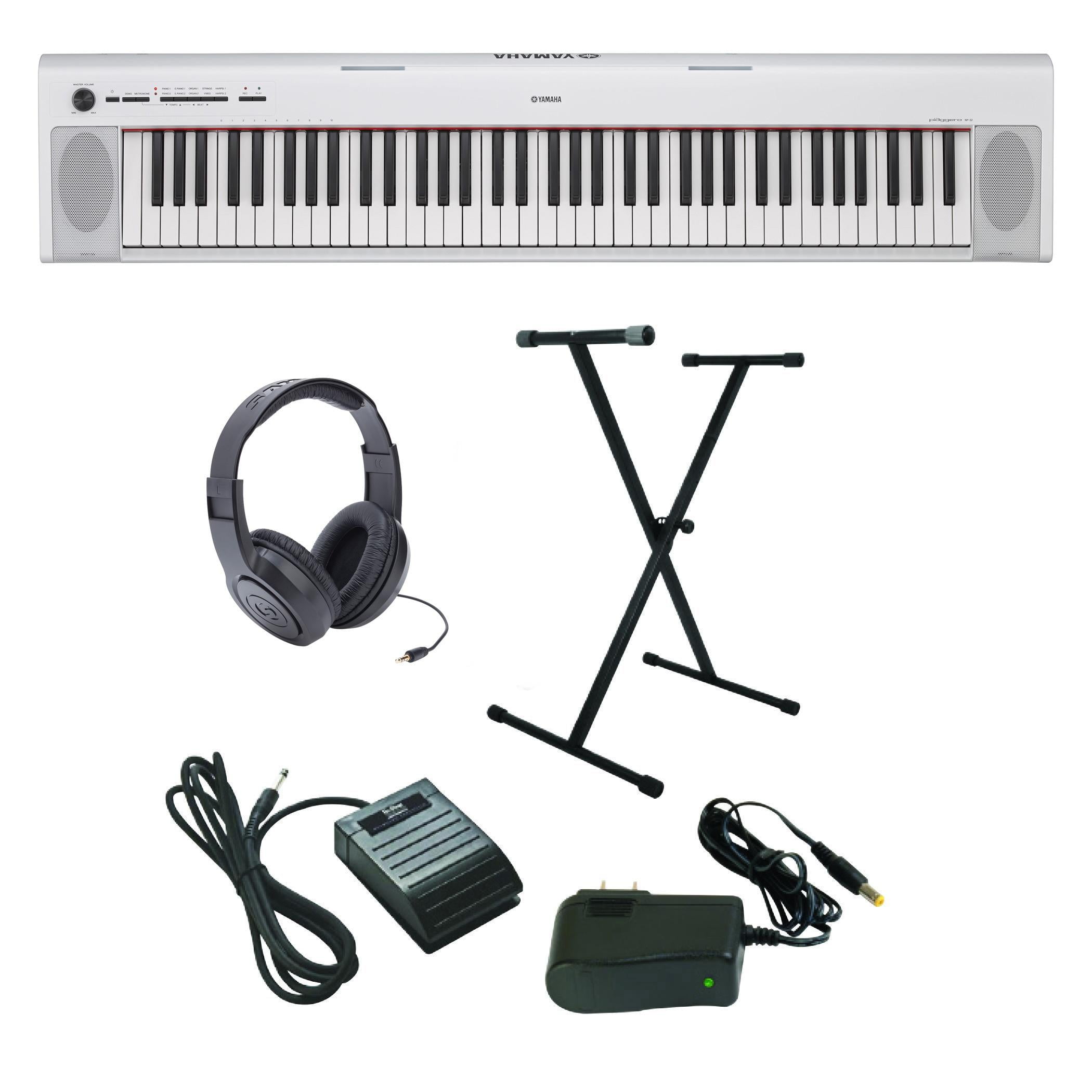 Yamaha Piaggero NP-32 Ultra-Premium Keyboard Package with Headphones,  Stand, Sustain Pedal and Power Supply