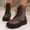 Brown, variant on Women's Retro Round-Toe Lace-Up Thick-Soled Fashion Ankle Boots Silver