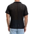 thumbnail image 3 of INSPIRE CHIC Mesh Shirt for Men's Camp Collar Short Sleeve Button Down Party See Through Shirts S Dark Black, 3 of 6