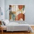 thumbnail image 5 of Curtains 63 Inch Length 2 Panels, Boho Geometric Grommets Window Treatment Curtain, Farmhouse Orange Abstract Leaves Stripes Thermal Curtains Drapes for Living Room/Bathroom, 5 of 9