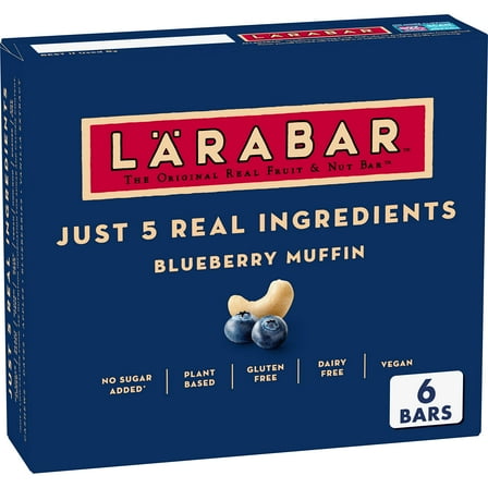 Pack of 2 - Larabar Blueberry Muffin, Gluten Free Vegan Fruit & Nut Bars, 6 Ct Packaging May Vary