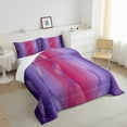 thumbnail image 3 of Gradient Purple and Tele Magenta Bedding Set Ombre Comforter Set ,Spiral Silver Print Wave Striped Pattern Queen Quilt,Abstract Art Room Decor Aesthetic, 3 of 5