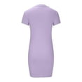 thumbnail image 5 of Azrian Dresses Womens Summer Casual Pullover Solid Short Sleeve Mini Dress, 5 of 6