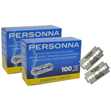 Personna Double Edge Stainless Steel Blades 100 Pcs Comfort Coated Safety Barber Shaving Razor Made in USA (Pack of 2) by Personna