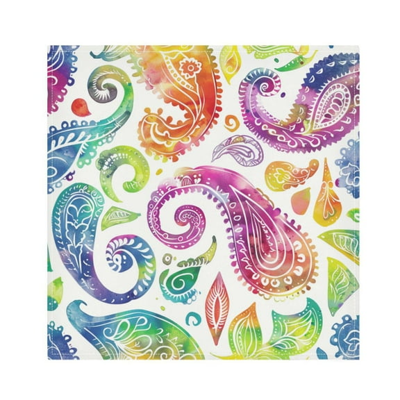 JSTEL Rainbow Paisley Watercolour Cloth Napkins Set of 1, 20x20 Inch Washable and Reusable Napkin for Decoupage Dinner Party Everyday Use
