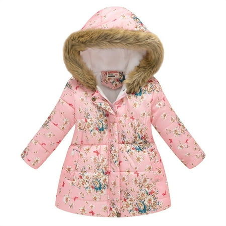 

Dadaria Toddler Winter Coat 2-11 Years Toddler Baby Floral Print Jacket Parkas Hoodies Tops For Kids Winter Thick Warm Windproof Coat Outwear Jackets Beige 2-3 Years Toddler
