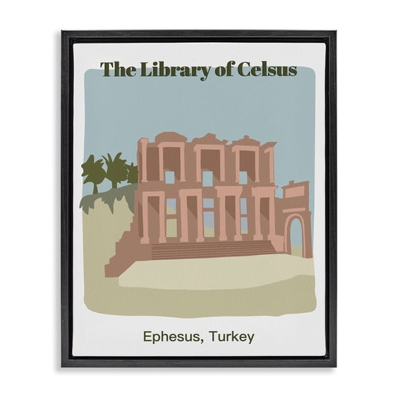 Stupell Industries Contemporary Library Of Celcus Architecture Black Floating Frame Canvas Art, 17 x 21, by Regina Moore