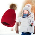 thumbnail image 2 of Kids Winter Hat Toddler Knitted Pom Beanie Hat Cotton Lined Faux Cap Baby Girls Boys Hat, 2 of 5