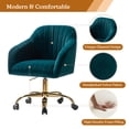 thumbnail image 4 of Velvet Office Desk Chair Rolling Vanity Armchair Swivel Adjustable Adult Teal, 4 of 10