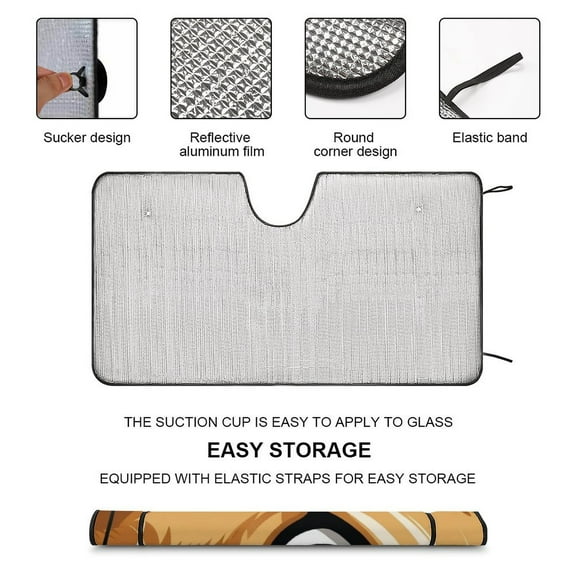 Snowy House & Snowman Windshield Sunshade Car Sun Shade Protector for Small Car SUV Front Window 55"x30"