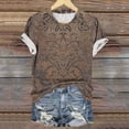 thumbnail image 6 of Cmfcve Summer Shirts for Women Round Neck Button Tunic Blouse Short Sleeves Printed Beach Tee Shirt, 6 of 6
