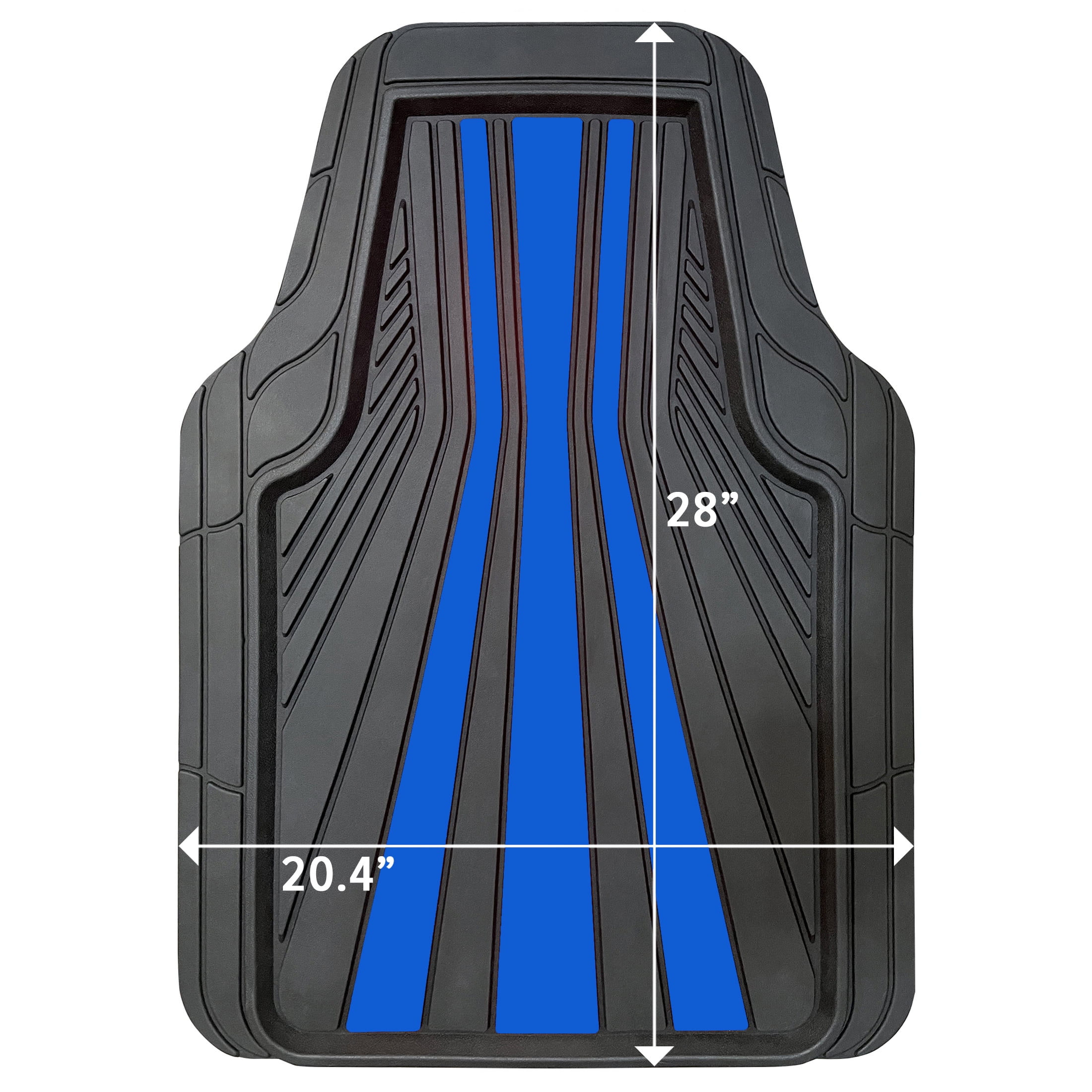 Rally 4-Piece Black & Blue All-Weather Rubber Floor Mat Set – Heavy Duty Universal Trim-to-Fit Car, SUV & Truck Mats
