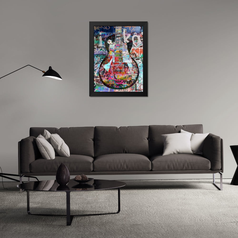 Stephen Chambers 19x24 Black Modern Wood Framed Wall Art Titled - Graffiti Les Paul