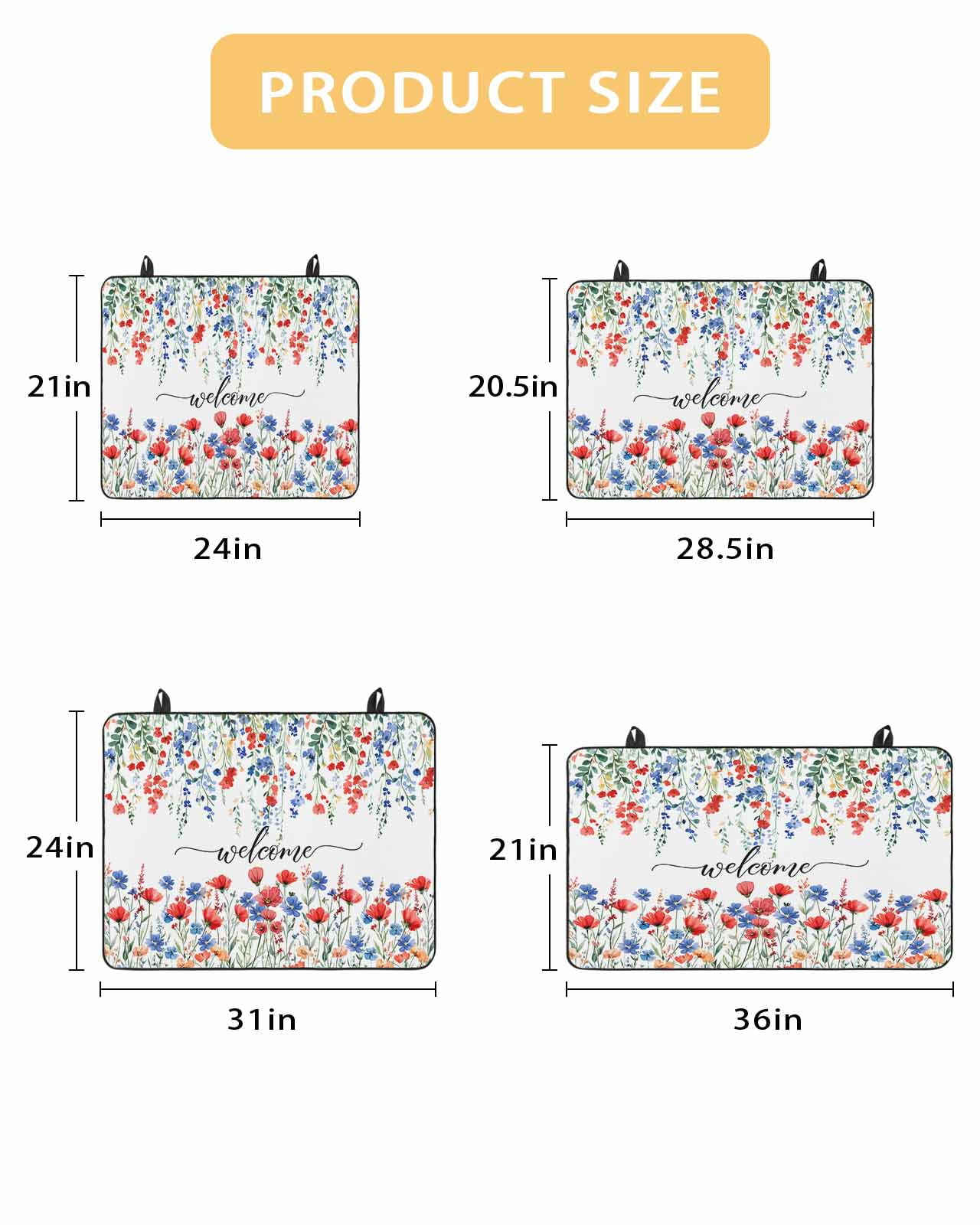 nqOlkjepod Large Induction Cooktop Protector Mat 24"x21", Pastoral Botanical Stove Top Covers for Electric Stove, Blue Red Floral Spring Welcome Stove Burner Cover Mats, Glass Top Stove Cover