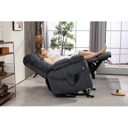 REHOUSING Adult VELVET Living Room Zero Gravity Power Lift and Heat and Massage Recliner with Lumbar Pillow,