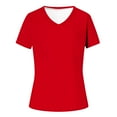 thumbnail image 4 of Loopsun Plus Size Womens Summer Tops, Fashion Woman Causal V-Neck Solid Blouse Short Sleeve T-Shirt Summer Tops Red XL, 4 of 4