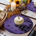 thumbnail image 5 of Halloween Round Placemats Set of 4 Haunted Castle Ghost Place Mats Woven Placemat Purple Black Bat Dead Tree Buffalo Plaid Circle Braided Table Mat for Kitchen Dining Table Party Decor 15 Inch, 5 of 9
