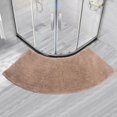 thumbnail image 1 of Alfombra de baño, alfombra de ducha redondeada de cuarto pequeño, microfibra, súper absorbente, antideslizante, cómoda alfombra de baño para pared de bañera (color café), 1 of 5