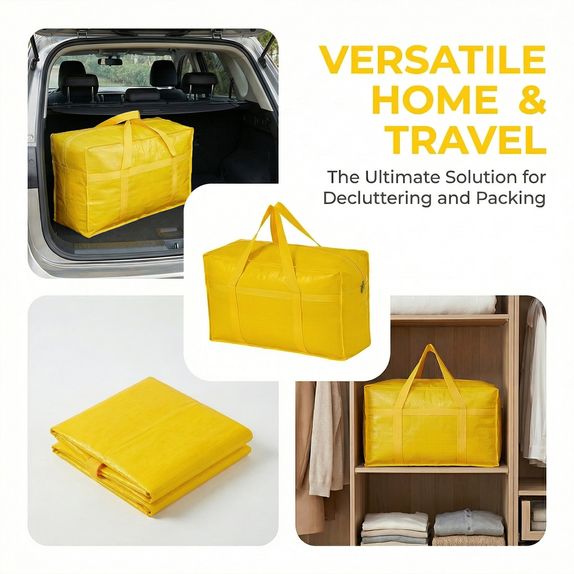 Unique Bargains Clothes Storage Bags for Organizing Clothing Yellow 39.4"x11.8"x22.8"