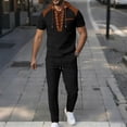 thumbnail image 2 of BLTIBY Mens Summer 2 Piece Outfits Waffle Short Sleeve Lace-up Hooded Shirts and Drawstring Pants Casual Loose Beach Loungewear with Pockets Black L, 2 of 5
