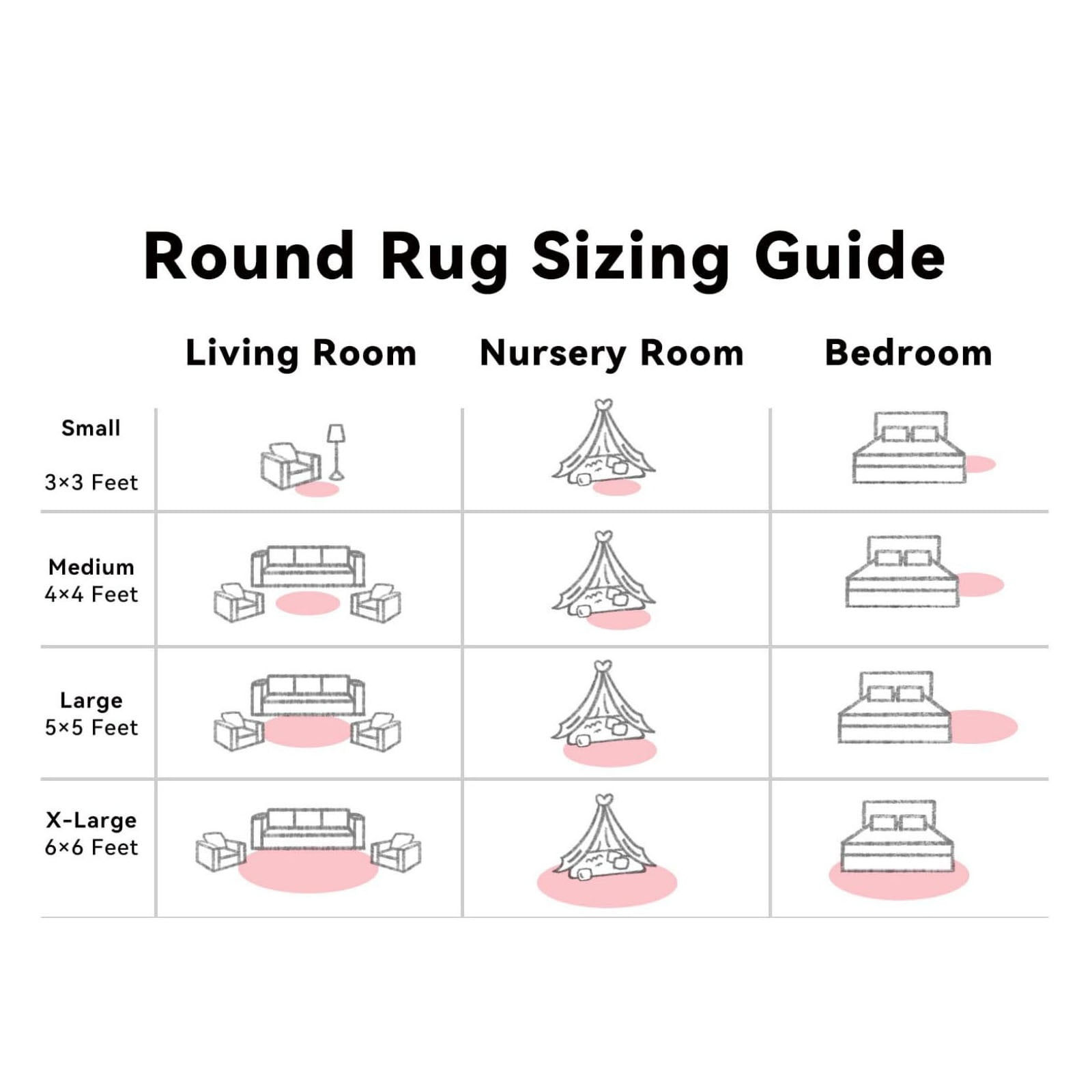Buganda Fluffy Area Rugs, Round Area Rug for Living Room, Soft Decorative Carpet for Indoor Home, 5'x5', Pink