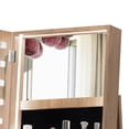 thumbnail image 4 of Jewelry Cabinet, Rotating Jewelry Armoire, Full Length Mirror with 360° Swivel Base, Lockable Storage, Necklace Hooks, Ring Slots, Foldable Acrylic Shelf, Light Walnut for Bedroom, 4 of 11