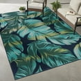 Mainstays Navy Tropical Palm Outdoor Polypropylene Area Rug, 8'6"x13