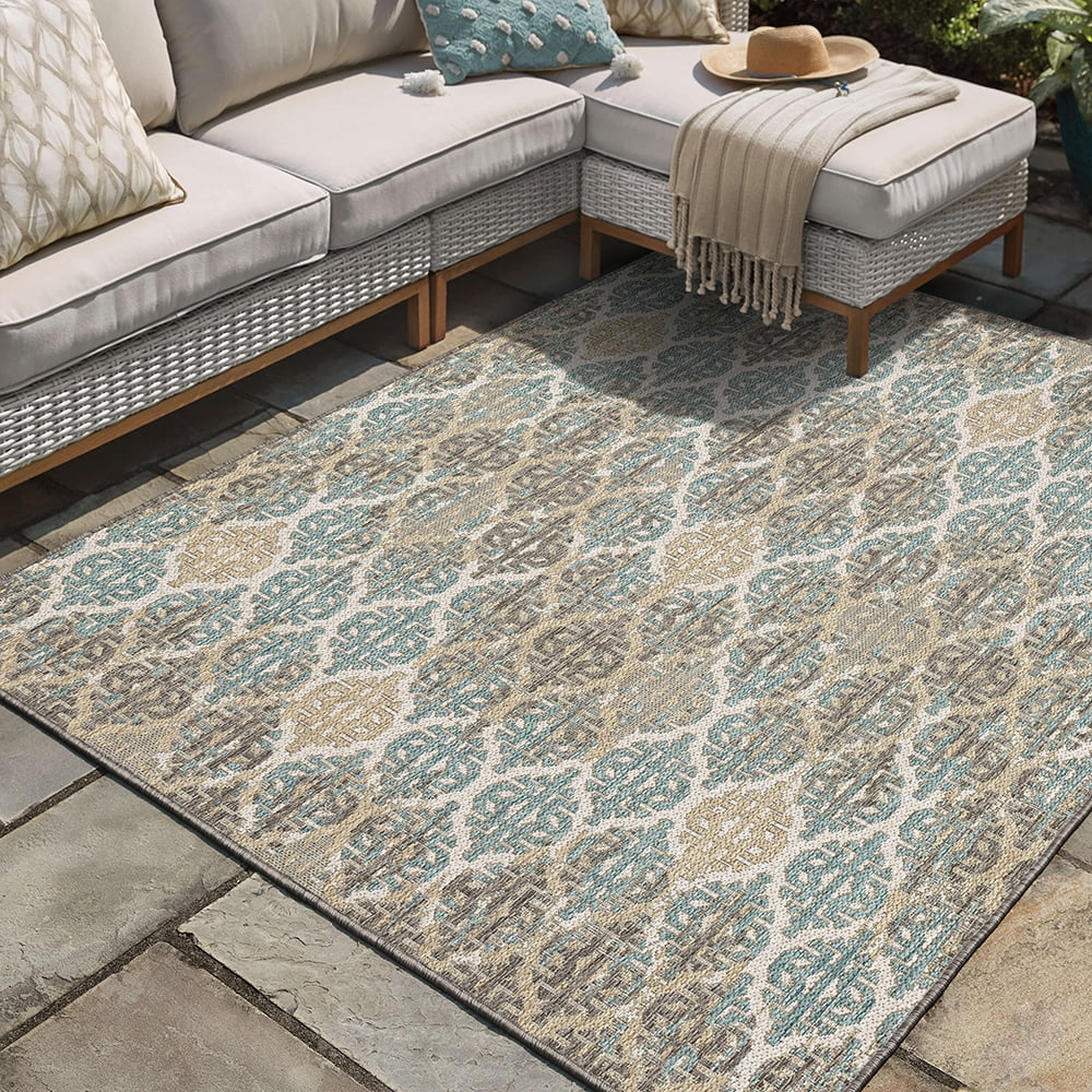 Mohawk Home Ronda Outdoor Area Rug, Light Grey, 4' x 5' 6"
