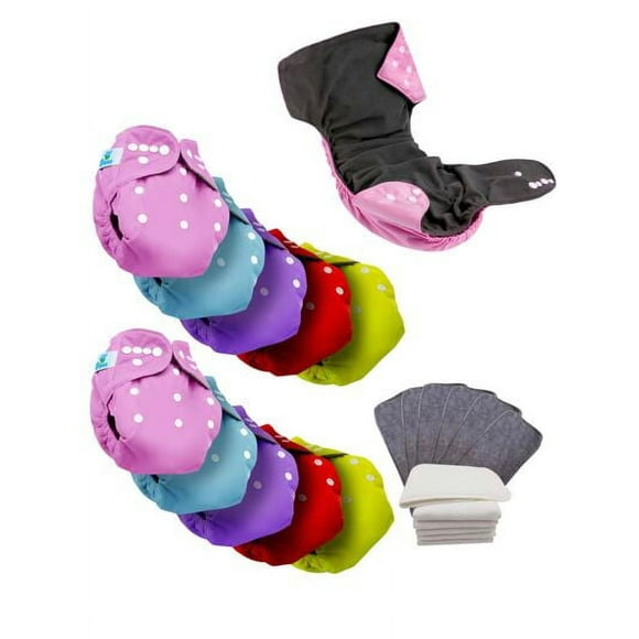 10 Pañales Ecológicos Babybamboo colores lisos Reutilizables 12 insertos de microfibra 4 capas