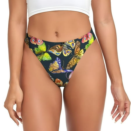 KLL Butterfly Wild Insect for Women Underwear Thongs Sexy G-String for Women Seamless Panties Undies Low Rise Thong Panties Fit for Everyday Wear/Yoga/Special-Medium