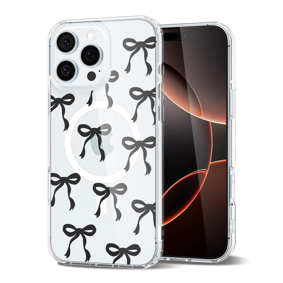 Funda magnética transparente con moño para iPhone 16 Pro Svanove
