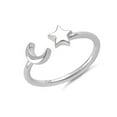 thumbnail image 2 of 925 Sterling Silver Oxidized Platinum Plated Moon Stars Women Valentines Day Gifts Ring, 2 of 4