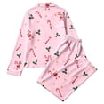 thumbnail image 5 of FASHOFT Christmas Pajamas for Women Set Silk Satin Xmas Print Button up Shirts and Pants 2 Piece Christmas Pjs Soft Holiday Long Sleeve Sleepwear Loungewear L, 5 of 5